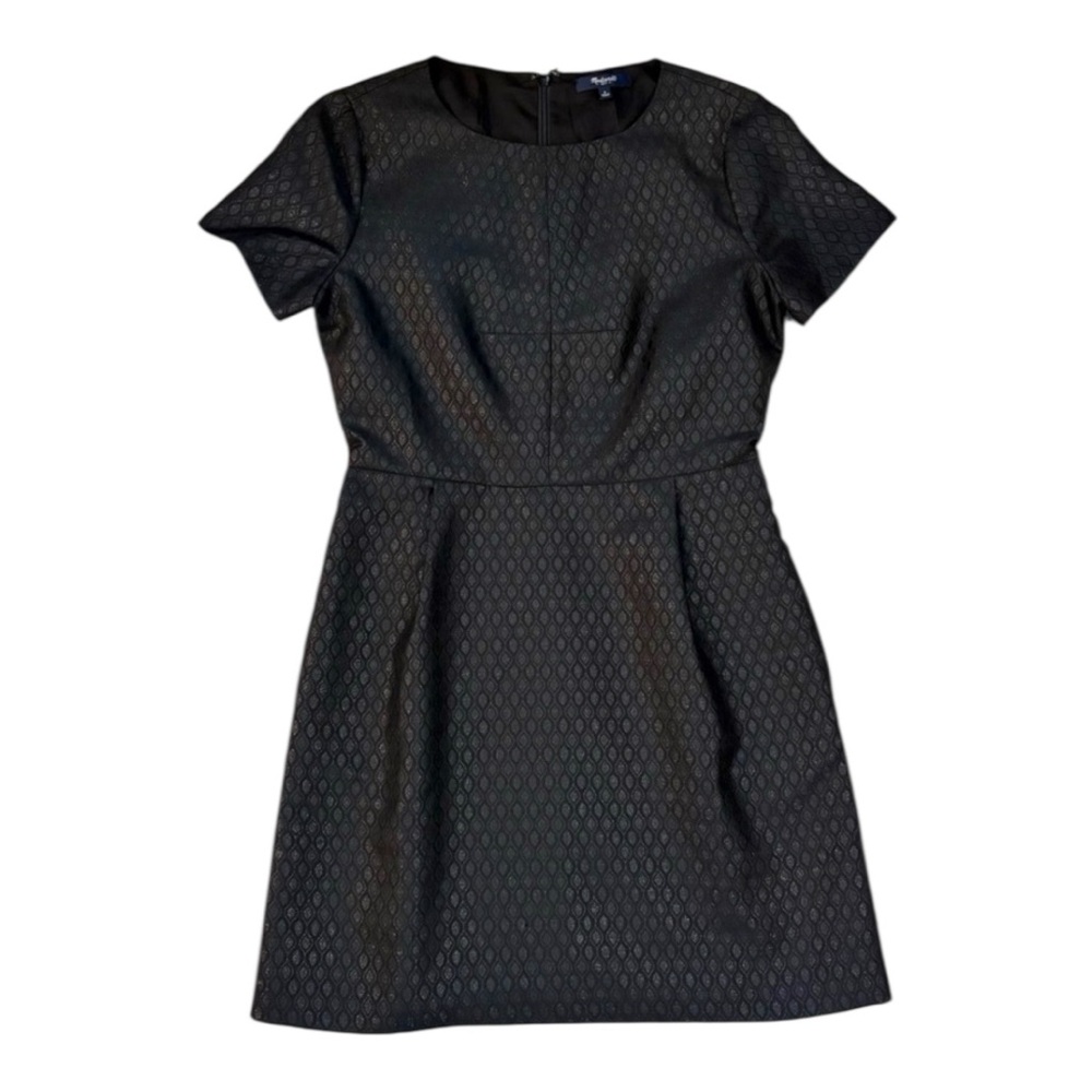 Madewell Brocade Black Metallic Short Sleeve Wool Blend Dress Size 4